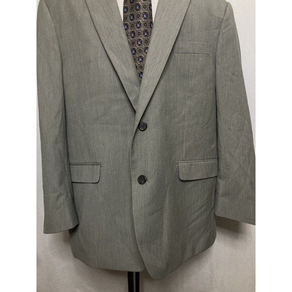 Chaps Mens Sport Coat Blazer Suit Jacket 46R 50" Gray 2 Button Mint - Picture 7 of 12